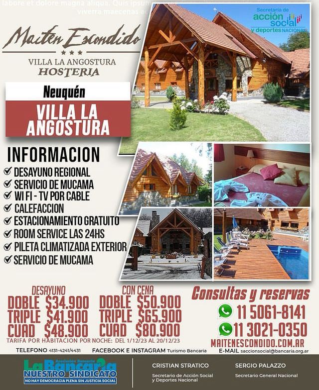 Hotel Maiten Escondido - (Villa La Angostura Neuquén) Promo Diciembre 2023