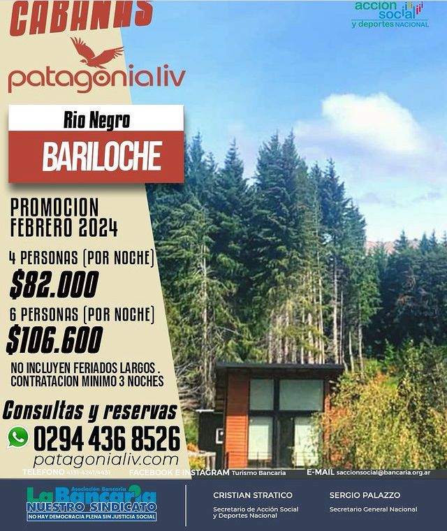 Cabañas Patagonialiv ( Bariloche) Promo Febrero 2024