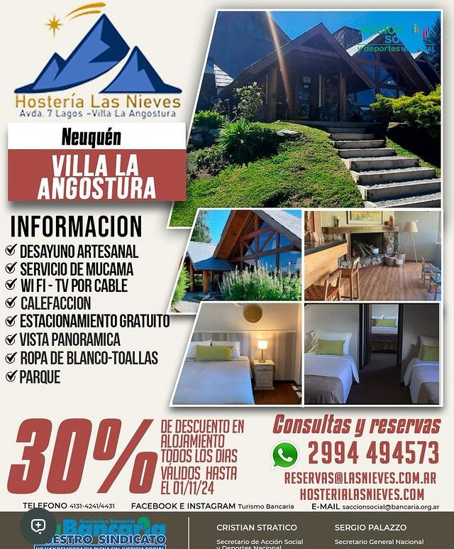 Hostería Las Nievas (Villa la Angostura - Neuquén) Promoción 2024