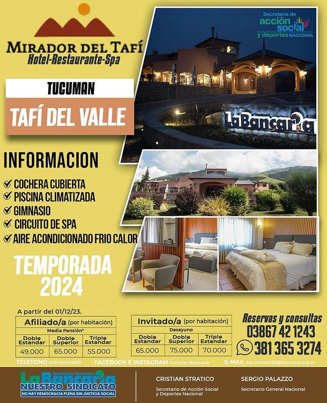 Hotel Mirador del Tafí (Tafí del Valle - Tucumán) Verano 2024