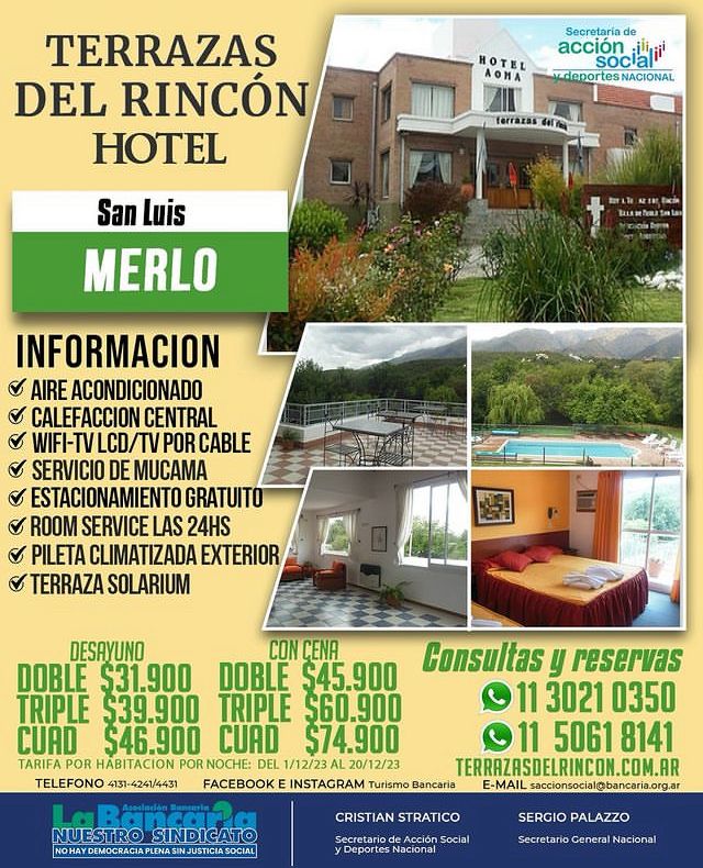 Hotel Terrazas del Rincón (Merlo  - San Luis) Promo Diciembre 2023