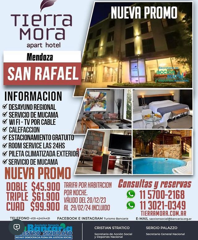 Hotel Tierra Mora (San Rafael - Mendoza) Nuevos Precios Verano 2024