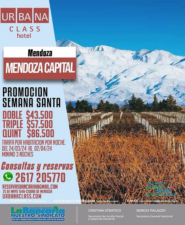 Hotel Urbana Class (Mendoza Capital) Promo Semana Santa 2024