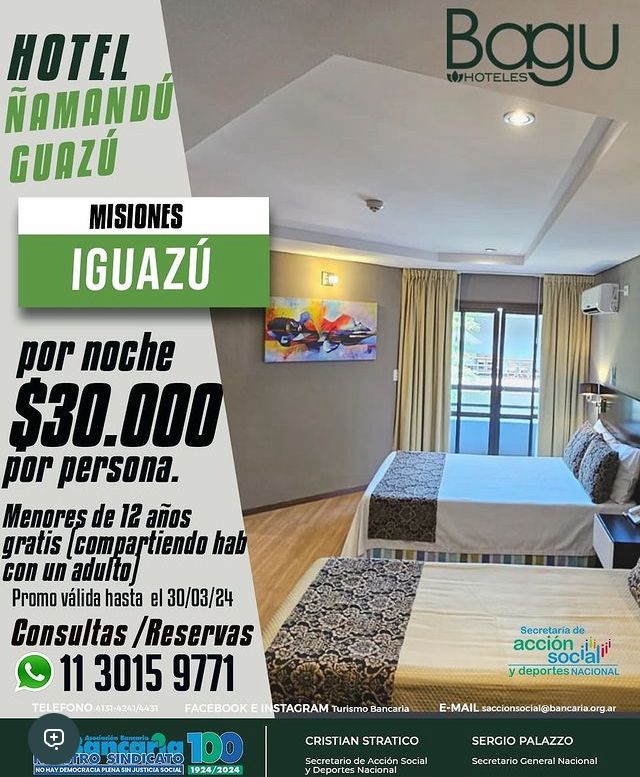Hotel Ñamandú Guazú (Iguazú - Misiones) Promo hasta 30/03/2024