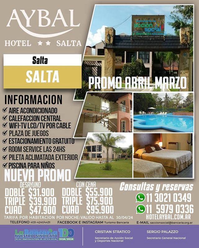 Hotel Aybal (Salta) Promo Marzo_ Abril 2024