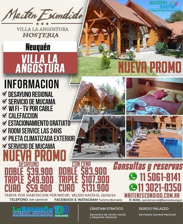 Hotel Maiten Escondido (Neuquén - Villa La Angostura) Promo hasta Marzo 2024