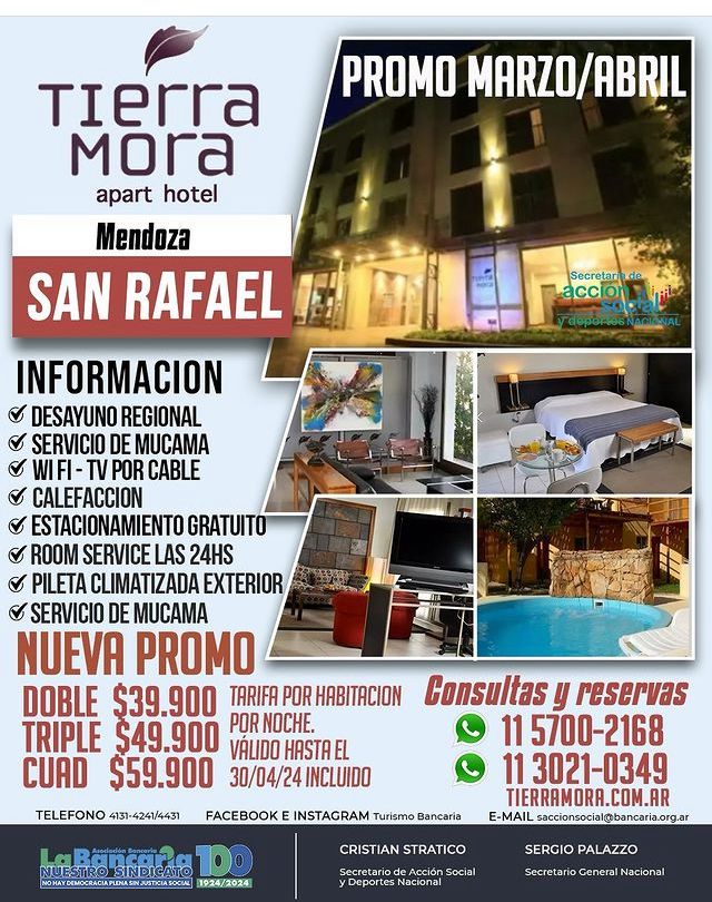 Hotel Tierra Mora (San Rafael - Mendoza) Promo Marzo Abri l2024